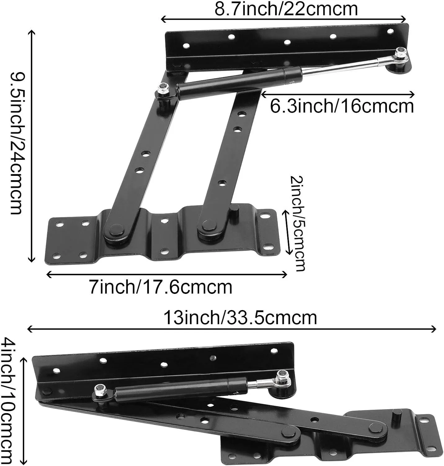 1 Pair 50kg/100lbs Folding Lift up Top Table, 150N Gas Hydraulic Hinge Hardware, Lifting Frame Desk Mechanism Spring Hinge Bracket with 30 Screws, Tea Coffee Table Furniture Accessories