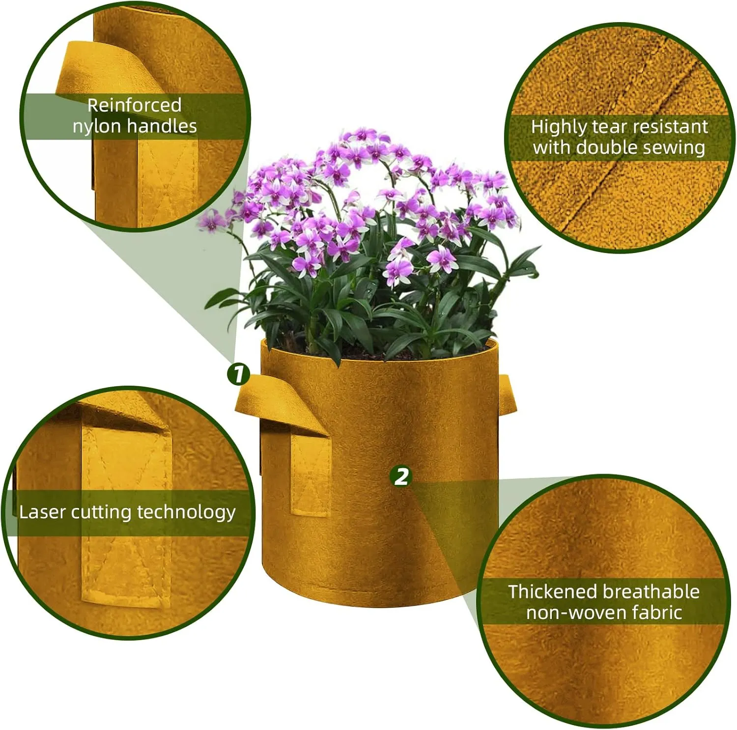 12-Pack 10 Gallon Plant Grow Bags, Thickened Nonwoven Fabric Pots with Handles, Vegetable Planter Bags Containers, Cloth Planters for Garden Vegetable/Flower/Plant/Fruits Outdoor (Brown)