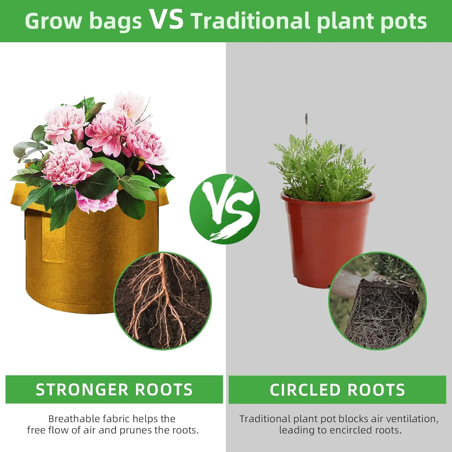 12-Pack 15 Gallon Plant Grow Bags, Thickened Nonwoven Fabric Pots with Handles, Vegetable Planter Bags Containers, Cloth Planters for Garden Vegetable/Flower/Plant/Fruits Outdoor (Brown)