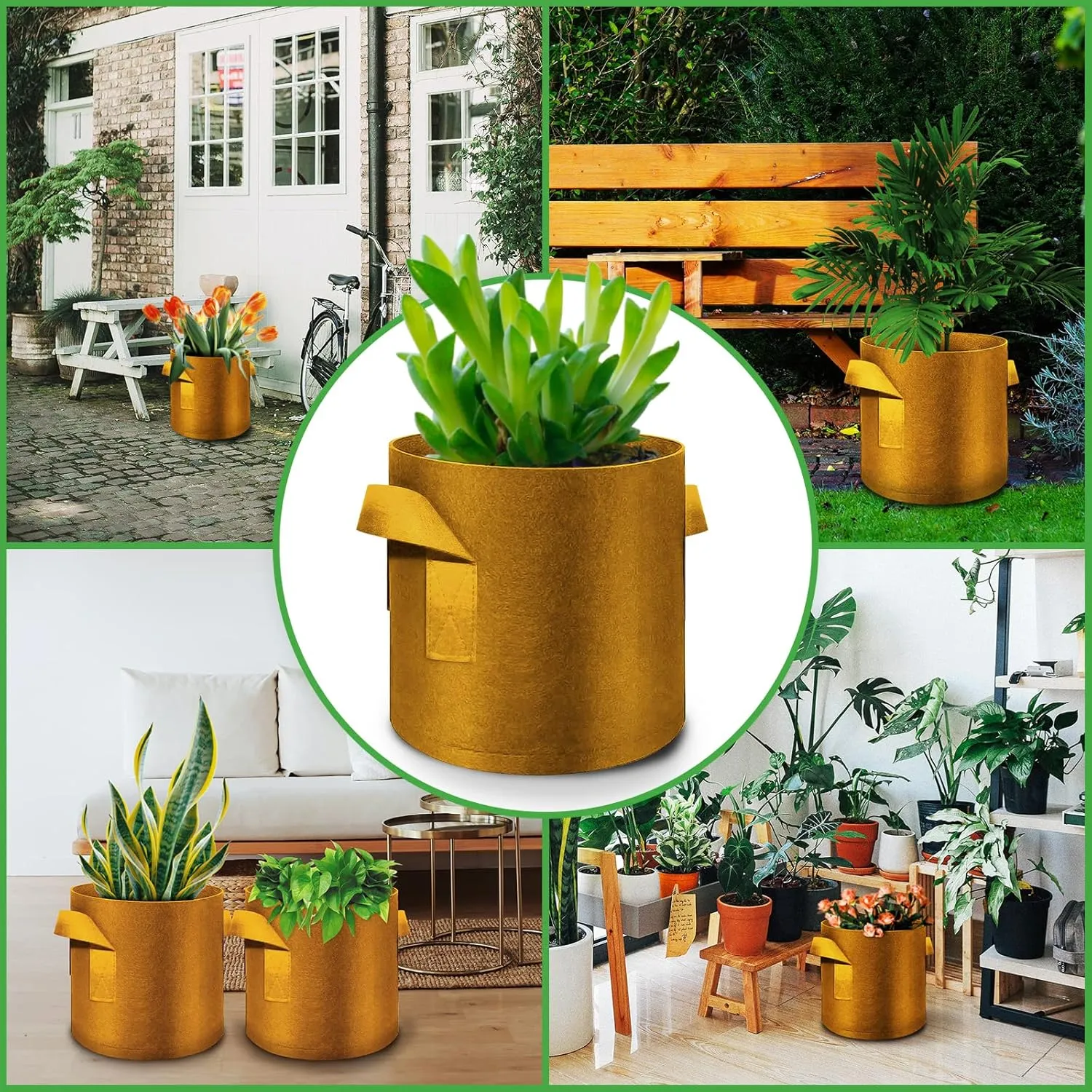 12-Pack 15 Gallon Plant Grow Bags, Thickened Nonwoven Fabric Pots with Handles, Vegetable Planter Bags Containers, Cloth Planters for Garden Vegetable/Flower/Plant/Fruits Outdoor (Brown)