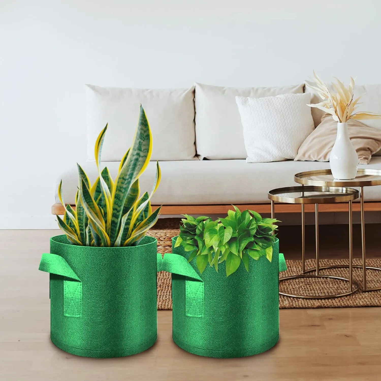 12-Pack 5 Gallon Plant Grow Bags, Thickened Nonwoven Fabric Pots with Handles, Vegetable Planter Bags Containers, Cloth Planters for Garden Vegetable/Flower/Plant/Fruits Outdoor (Green)