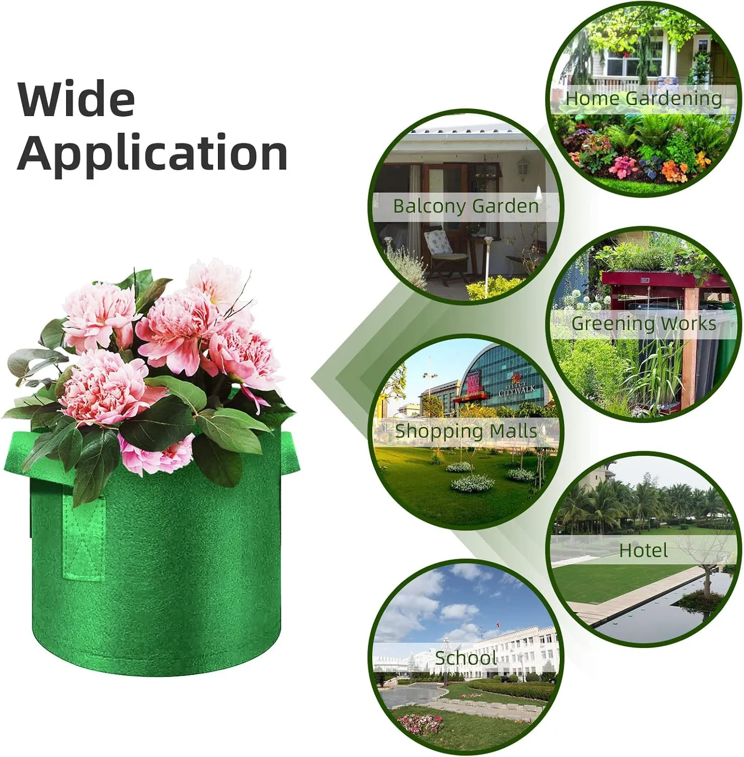 12-Pack 5 Gallon Plant Grow Bags, Thickened Nonwoven Fabric Pots with Handles, Vegetable Planter Bags Containers, Cloth Planters for Garden Vegetable/Flower/Plant/Fruits Outdoor (Green)