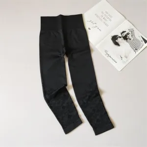 143 Black -  Eyelet Crochet Yoga Pant
