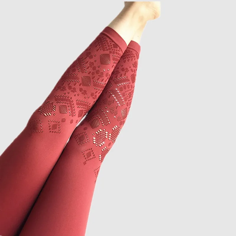 143 Black -  Eyelet Crochet Yoga Pant