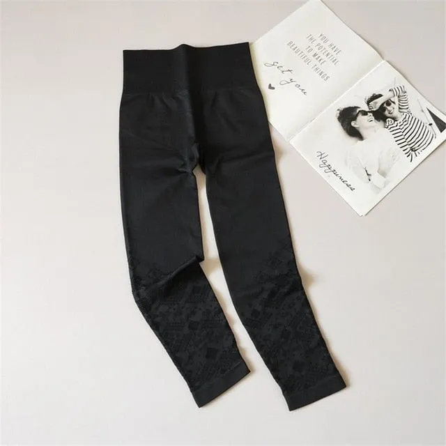 143 Black -  Eyelet Crochet Yoga Pant