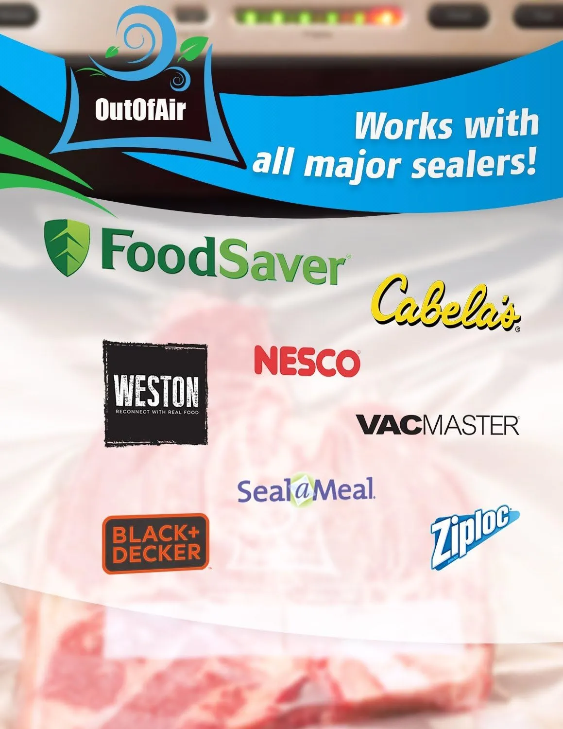 150 Vacuum Sealer Bags: 50 Pint (6" x 10"), 50 Quart (8" x 12"), 50 Gallon (11" x 16") by OutOfAir - Works with FoodSaver & Other Savers. 33% Thicker, BPA Free, Great for Sous Vide