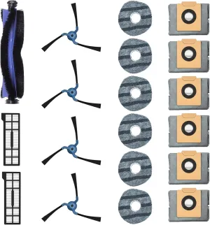 19 Pack Replacement Parts Compatible with Eufy X10 Pro Omni Vacuum, Robot Vacuum Replacement Accessories w/ 1×Rolling Brush, 6×Mop Pads, 4×Side Brushes, 2×Filters, 6×Dust Bags