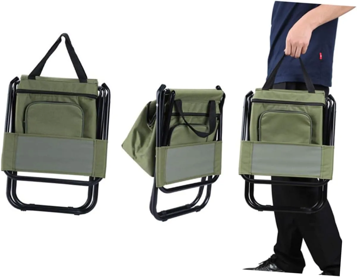 1Pc Portable Folding Fishing Chair with Storage Bag Durable Frame Breathable Multi Functional Outdoor Lounge Chair for Camping Fishing and Relaxation