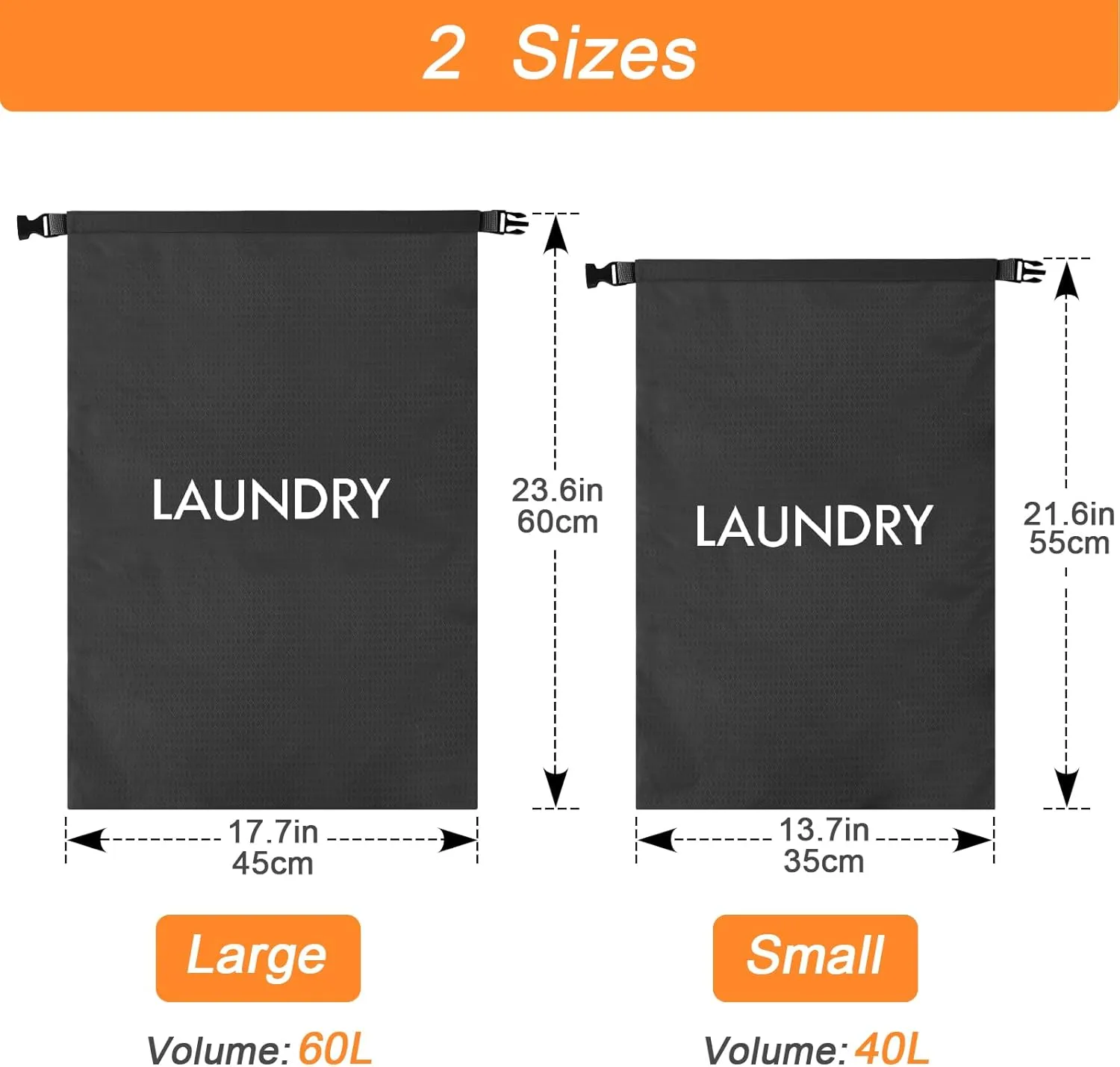 2 Pack Travel Laundry Bag, Nylon Washing Bags for Laundry, Roll Top Wet Dry Bag for Swimming Yoga Bathing Suit Workout, Dirty Clothes Storage Organiser