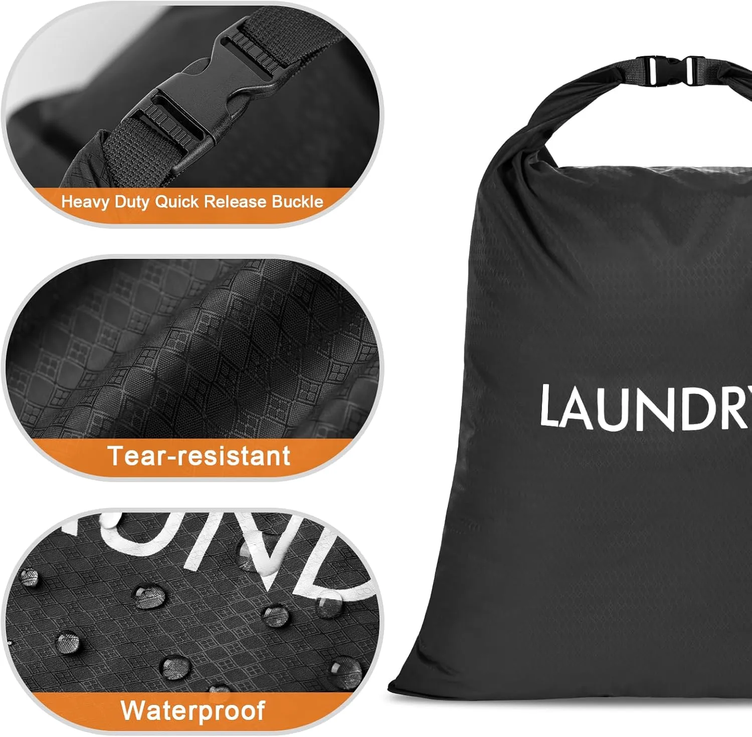 2 Pack Travel Laundry Bag, Nylon Washing Bags for Laundry, Roll Top Wet Dry Bag for Swimming Yoga Bathing Suit Workout, Dirty Clothes Storage Organiser