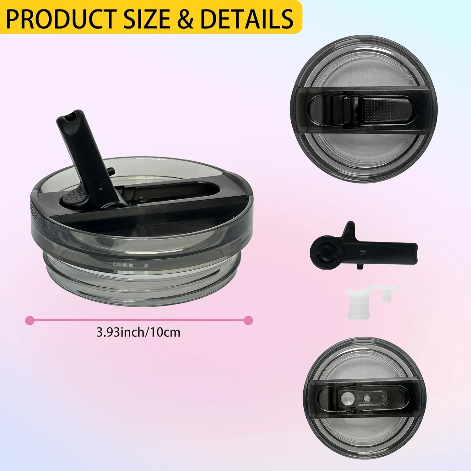 2 Pcs Detachable Flip Straw Lid for Stanley 40oz Quencher ProTour,100% Leak-proof Lid for Stanely 40oz Cup Accessories,Spill Proof and Splash Resistant Tumbler Cover(Black)