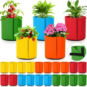 20 Pcs 1 Gallon Plant Grow Bags 6.3x7.9 Fabric Pots with Self Adhesion Sides Nonwoven Fabric Plant Pots Nursery Pots for Garden Planting Easy Transplanting Tomato Vegetable Flower, 5 Colors