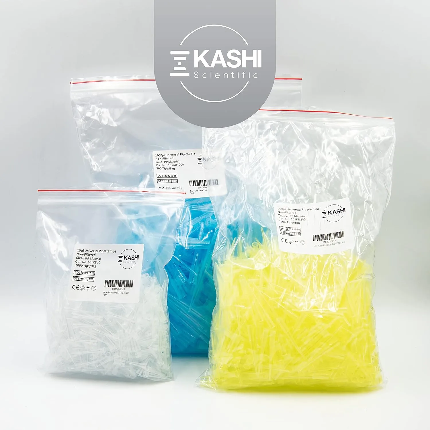 200uL Pipette Tips, Kashi Scientific Universal Non-Filter Tips for Pipette 200 uL, Sterile Bulk Pipette Tips with Clear Graduation, 200uL Pipet Tips, DNase RNase Free,1000 Tips/Bag - Yellow