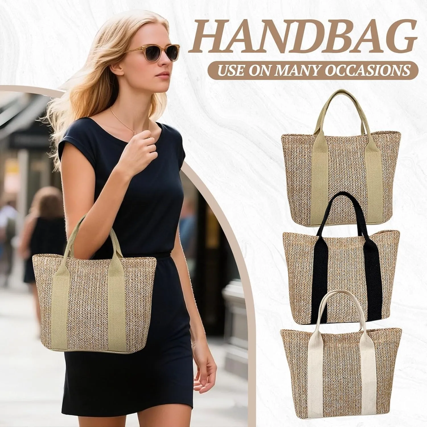2025 Beach Bags for Women Summer Soft Large Woven Shoulder Purse Handbag,Beach Tote Straw Bag for Summer Vacation Straw Bag