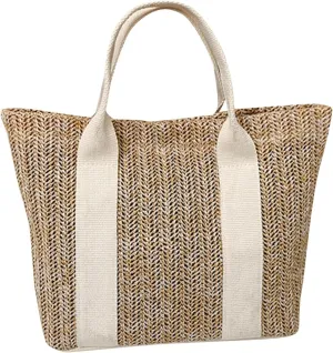 2025 Beach Bags for Women Summer Soft Large Woven Shoulder Purse Handbag,Beach Tote Straw Bag for Summer Vacation Straw Bag