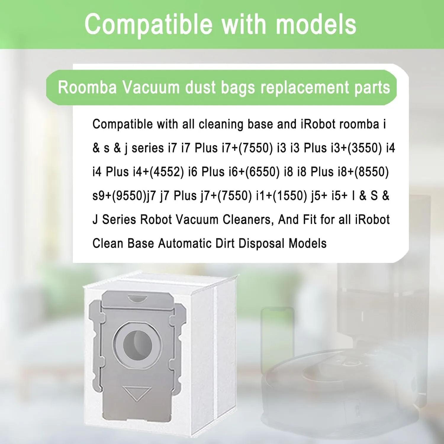 24 Pack Vacuum Bags Compatible with iRobot Roomba i7 i7  i3 i3  i8 i8  j5  i5  i4 i4  i1  i6 i6  j5  j7 j7  s9 s9 Plus Bags Automatic Dirt Disposal Bags