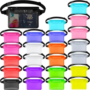 24 Pcs Phone Waterproof Pouch Bag with Waist Strap Waterproof Fanny Pack Keep Your Phone and Valuables Safe and Dry for Beach Accessories Kayaking Swimming Boating Snorkeling Pool Water Park, 12 Color