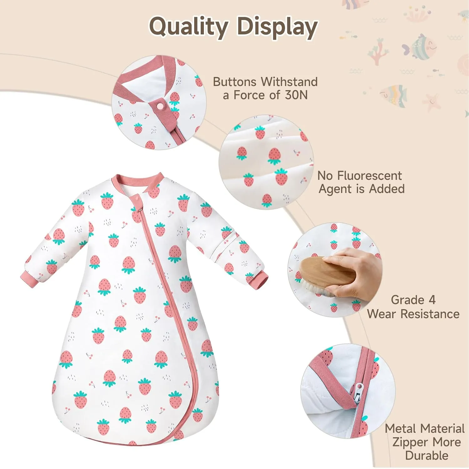 2.5 TOG Baby Sleep Sack for Winter 6-12 Months - Super Warm Quilted Wearable Blanket with Removable Sleeves, Two-Way Zipper for Easy Diaper Changes, Soft & Cozy Infant Sleeping Bag