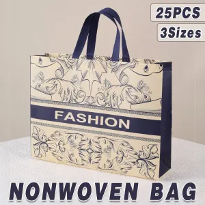 25x Fashion Non Woven Tote Bags Reusable Shopping Bags Clothing Store Retro Style