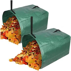 2pack Leaves Collector, 53 Gallon Fallen Leaf Collection Bag Reusable Horticultural Containers Leaf loader for Courtyard Camping Green