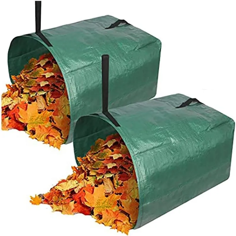 2pack Leaves Collector, 53 Gallon Fallen Leaf Collection Bag Reusable Horticultural Containers Leaf loader for Courtyard Camping Green