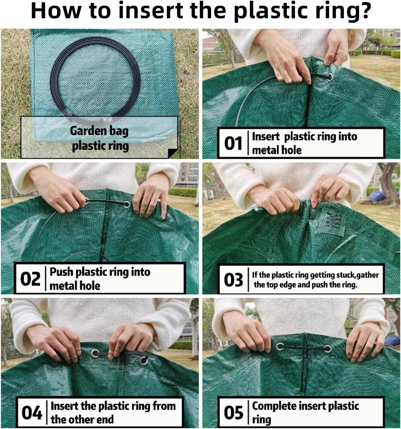 3 Pack 137 Gallons Reusable Yard Waste Bags with Double Bottom Extra Large Leaf Lawn Bags Reusable Heavy Duty With 4 Handles Garden waste Bags Containers for Debris Grass Clipping