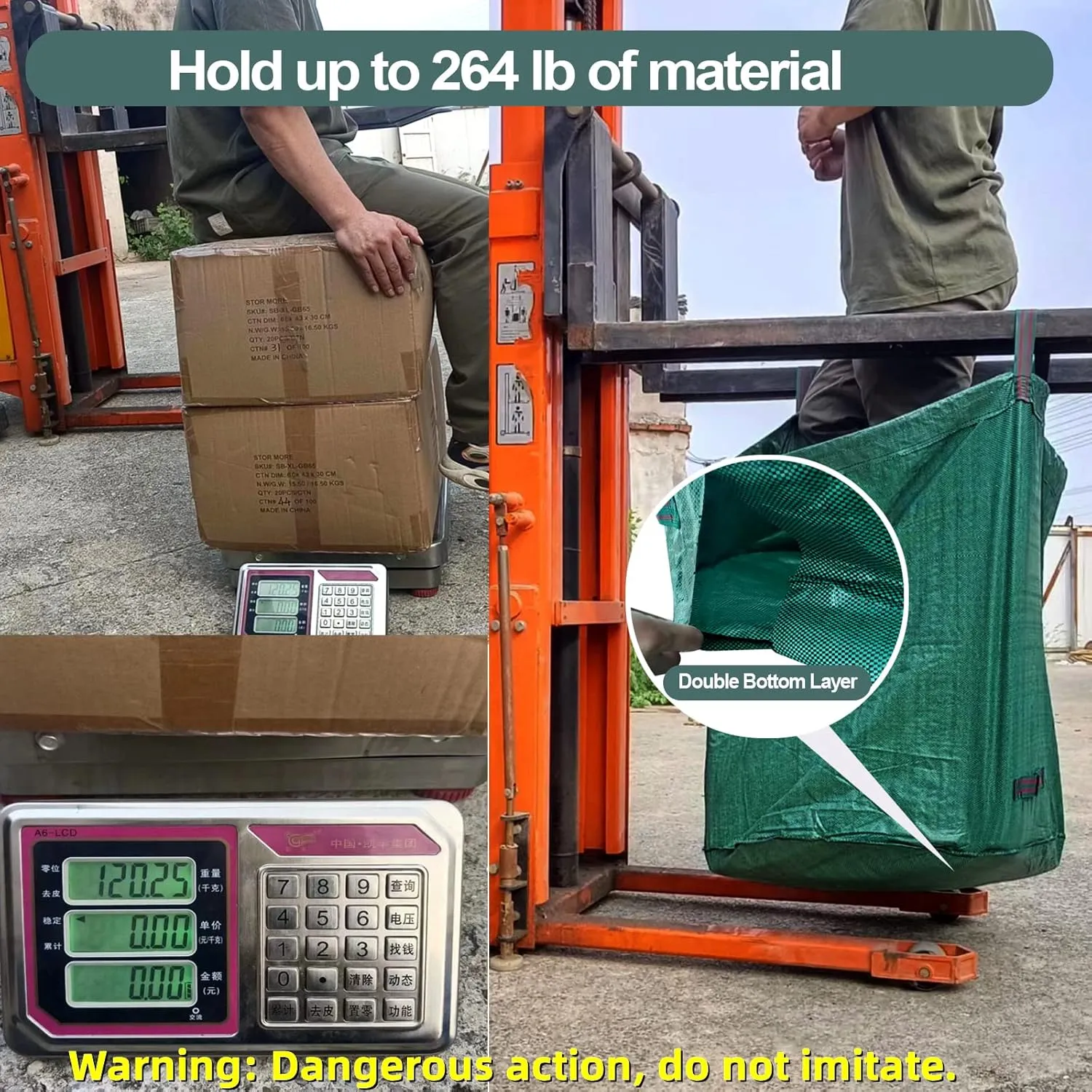3 Pack 137 Gallons Reusable Yard Waste Bags with Double Bottom Extra Large Leaf Lawn Bags Reusable Heavy Duty With 4 Handles Garden waste Bags Containers for Debris Grass Clipping