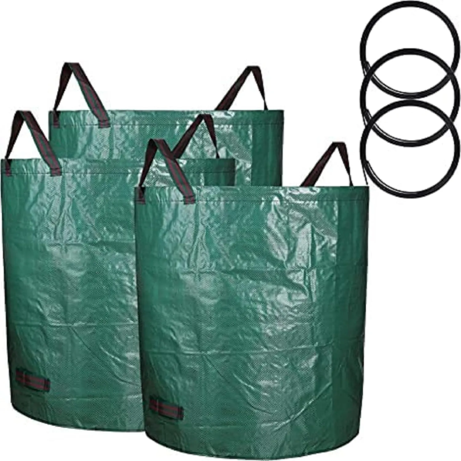 3-Pack 80 Gallon Garden Waste Bags - Reusable Heavy Duty Gardening Bags with 3 Handles, Lawn Pool Garden Leaf Waste Bag(GWB02)