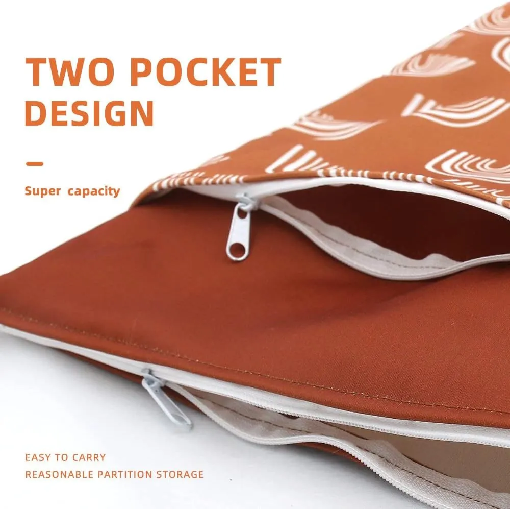 3 Pack Wet Dry Bags for Baby Diapers&Breast Pump Parts, Waterproof Reusable Wet Bag with Two Zippered Pockets & Handle, Beach Pool Gym Bag Stroller Yoga Toiletries Daycare Organizer, 11.8" x 15.7"