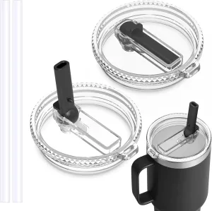 30 oz Straw Leak Proof Lid for YETI, Tumbler Lid for Yeti Rambler 30/32 oz Tumbler,26/35/42 oz Straw Mug,and Hydro Flask 32/40oz Travel Tumbler,Replacement Lid BPA Free(Black*2)