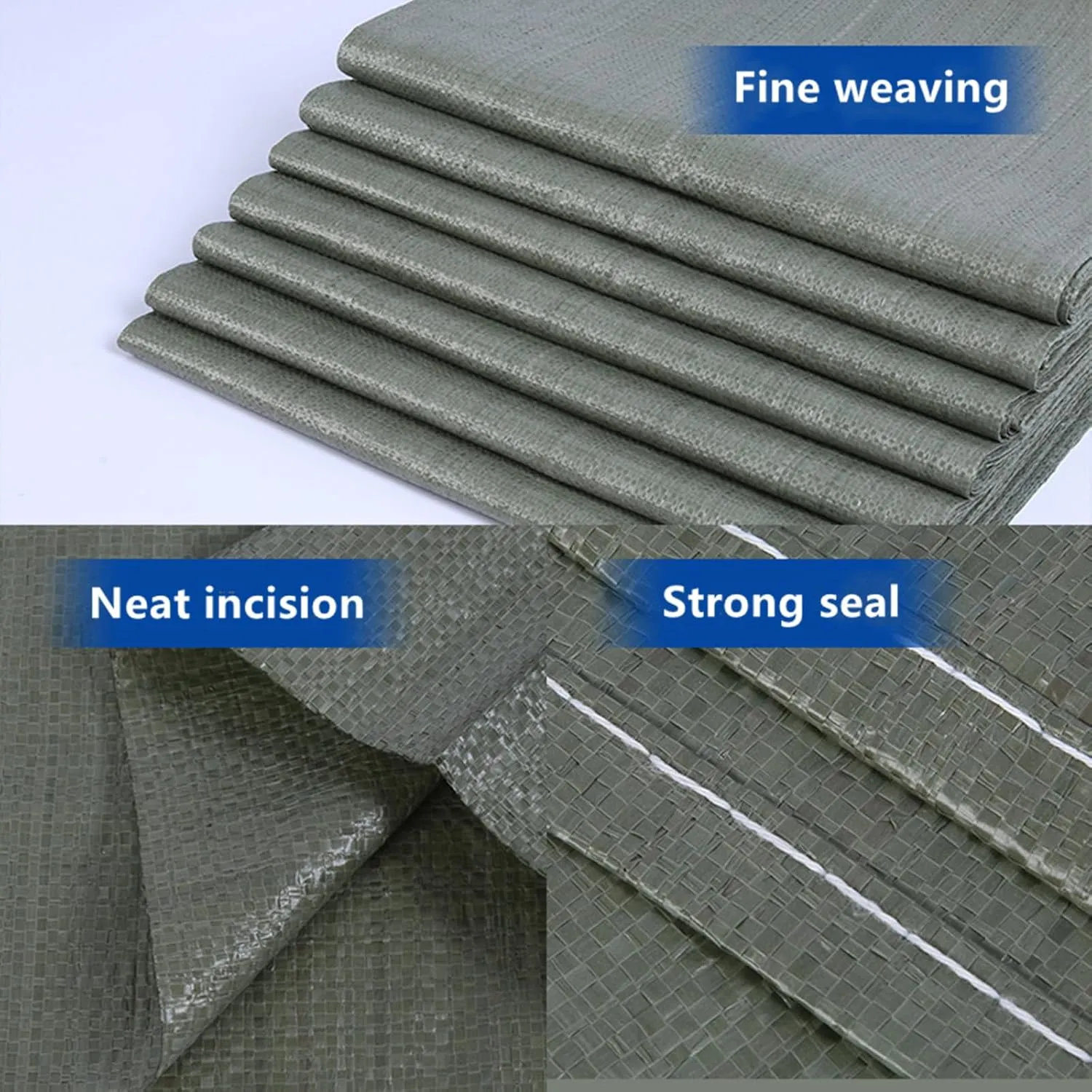 31.5x47.2"Durable Plastic Woven Snakeskin Bag Suit for Home,Industrial,Agricultural Cultivation,Farmer's Grain and Vegetables are Bagged Multi-functional Storage Bag Green（8 Pack)