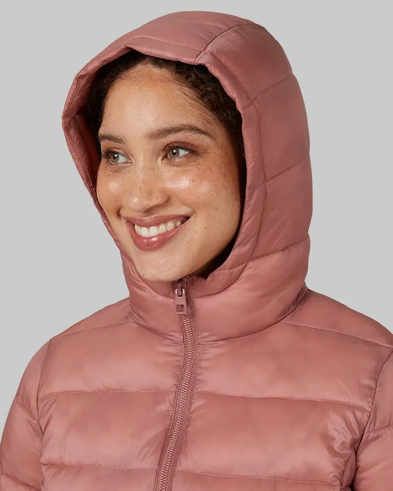 32 Degrees Heat Women's Lightweight Poly-Fill Packable Hooded Jacket | Layering | Semi-Fitted | Zippered Pockets