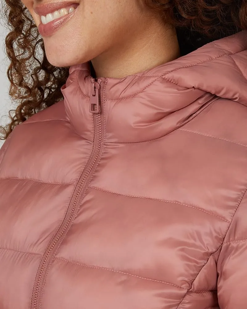 32 Degrees Heat Women's Lightweight Poly-Fill Packable Hooded Jacket | Layering | Semi-Fitted | Zippered Pockets