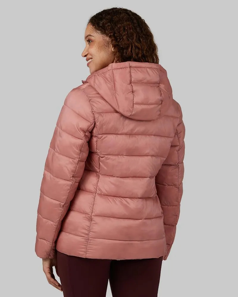 32 Degrees Heat Women's Lightweight Poly-Fill Packable Hooded Jacket | Layering | Semi-Fitted | Zippered Pockets