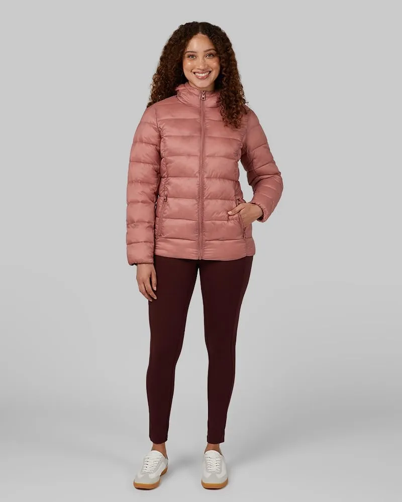32 Degrees Heat Women's Lightweight Poly-Fill Packable Hooded Jacket | Layering | Semi-Fitted | Zippered Pockets