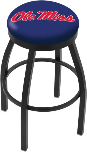 36" L8B2B - Black Wrinkle Ole' Miss Swivel Bar Stool with Accent Ring by The Holland Bar Stool Company