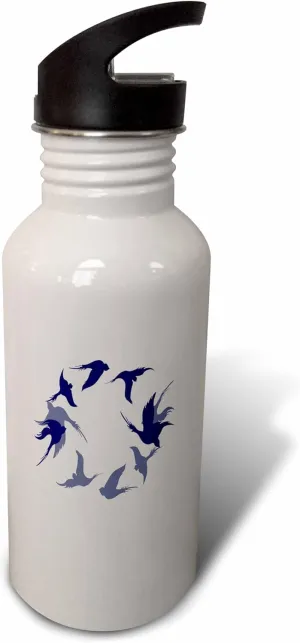 3dRose Swallows In Flight Stylized Silhouette Art Blue - Water Bottles (wb-383999-2)