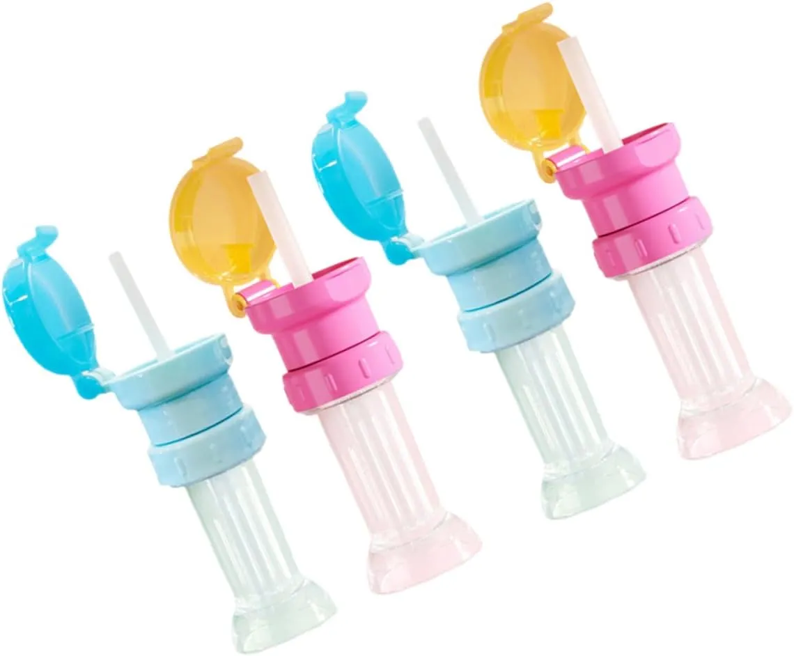 3sets 4 Pcs Water Bottle Caps with Straw Water Bottle Adapter Easy to Clean Install Safe Design 4pcs*3