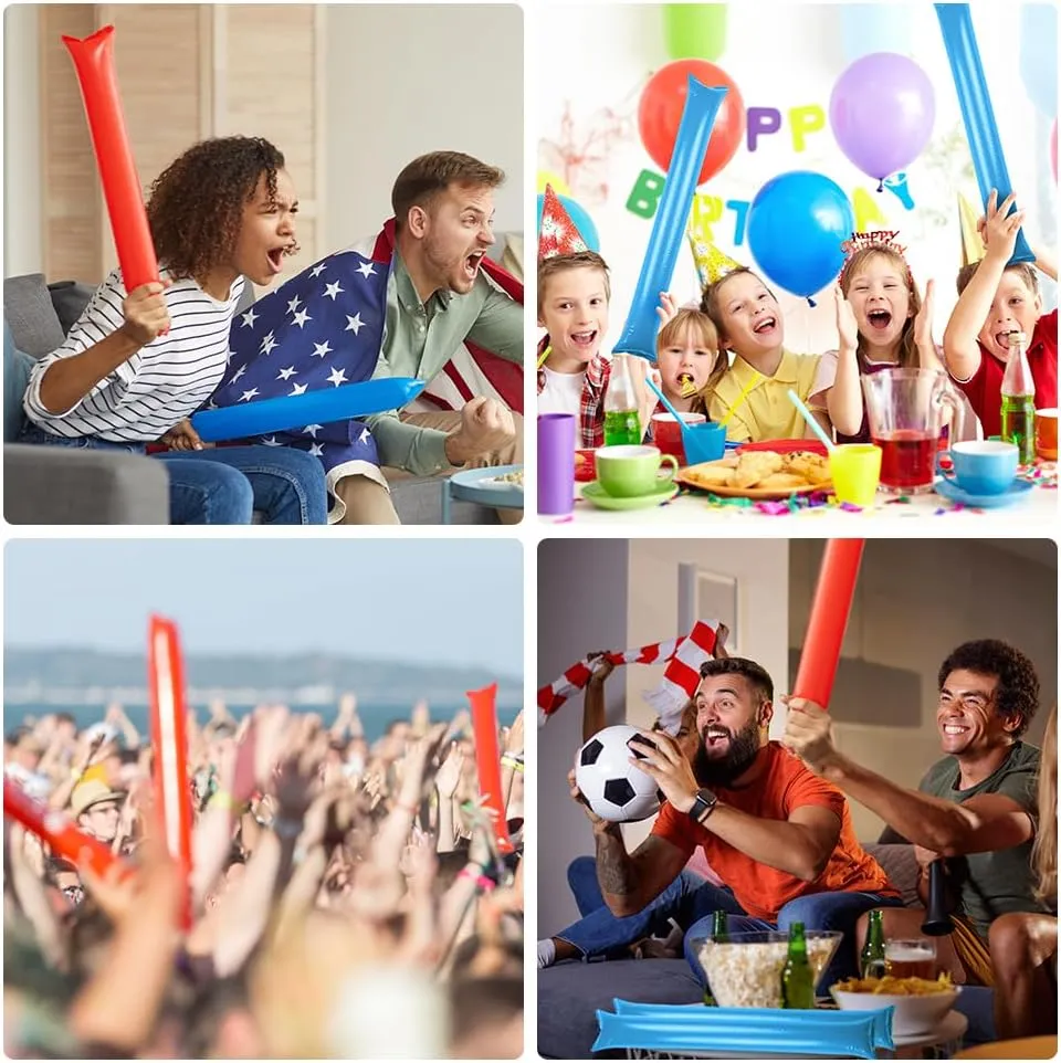 48 PCS Thunder Sticks Cheering Sticks Thicken Bam Bam Cheerleading Noise Makers Balloons for Sporting Events Dance Basketball Football Game Party