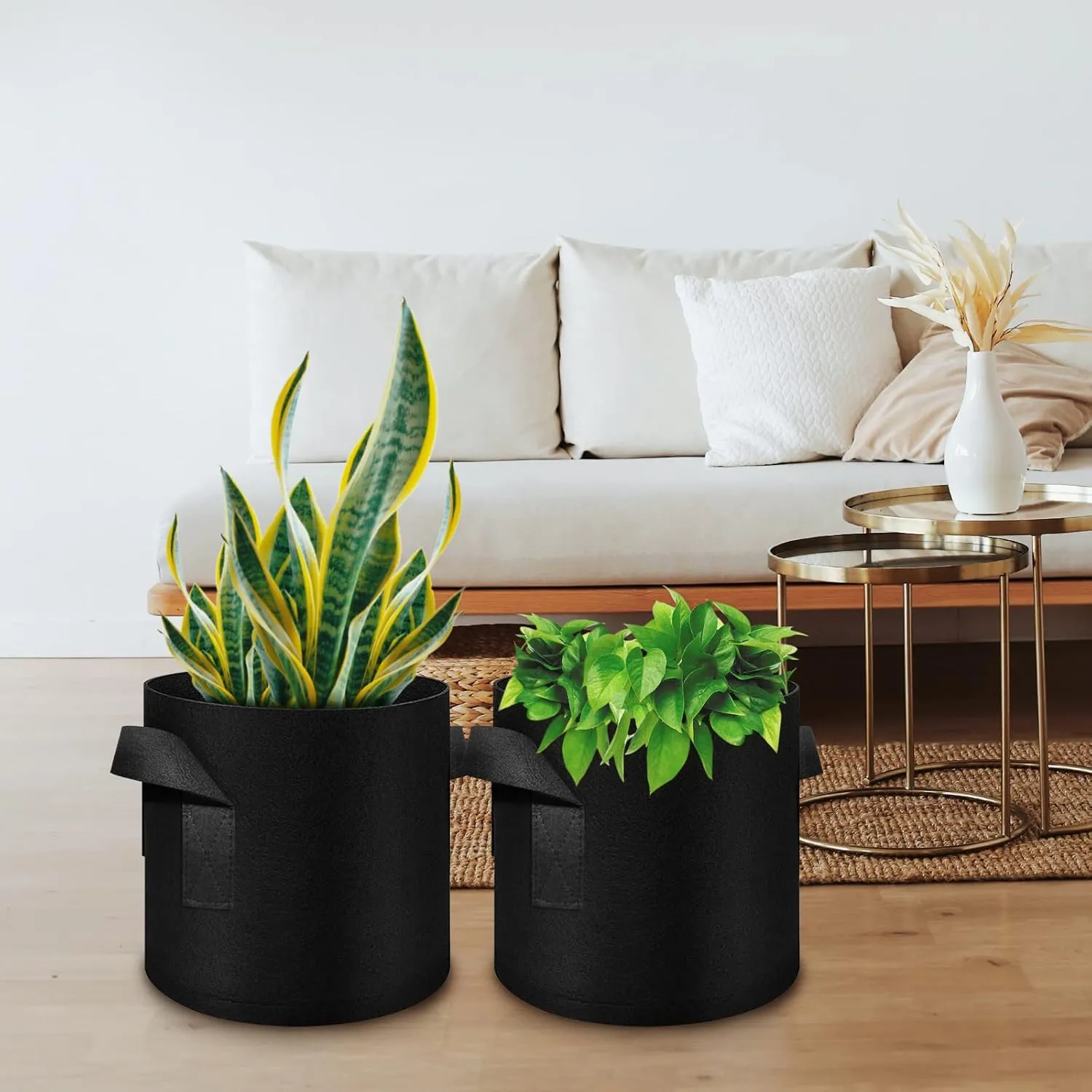 5 Pack 10 Gallon Grow Bags, Heavy Duty Thickened Nonwoven Fabric Pots with Handles, Planter Grow Bags for Vegetables/Flower/Plant/Fruits, Black