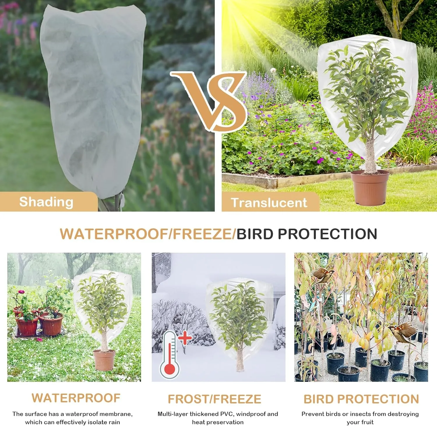 5 Pcs Thickened Winter Plant Covers Freeze Protection-Large Clear Plastic Waterproof Plant Shelter Bag Frost Freeze Blanket for Outdoors Garden Plant Shrubs Sapling Crops (clear 27.6 x 40 Inch)
