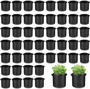 50 Pack 10 Gallon Grow Bags Bulk Heavy Duty Thickened Fabric Pots Nonwoven Plant Bags with Handles, Breathable Plant Growing Containers Bags for Garden Fruit Vegetable Flower