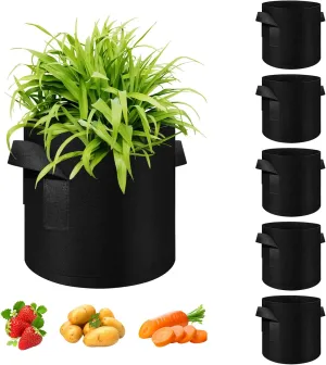 5/10/12/20/30 Pack 10 Gallon Grow Bags, Heavy Duty Thickened Nonwoven Fabric Pots with Handles, Plant Grow Bags for Vegetable/Flower/Plant/Fruits, Black