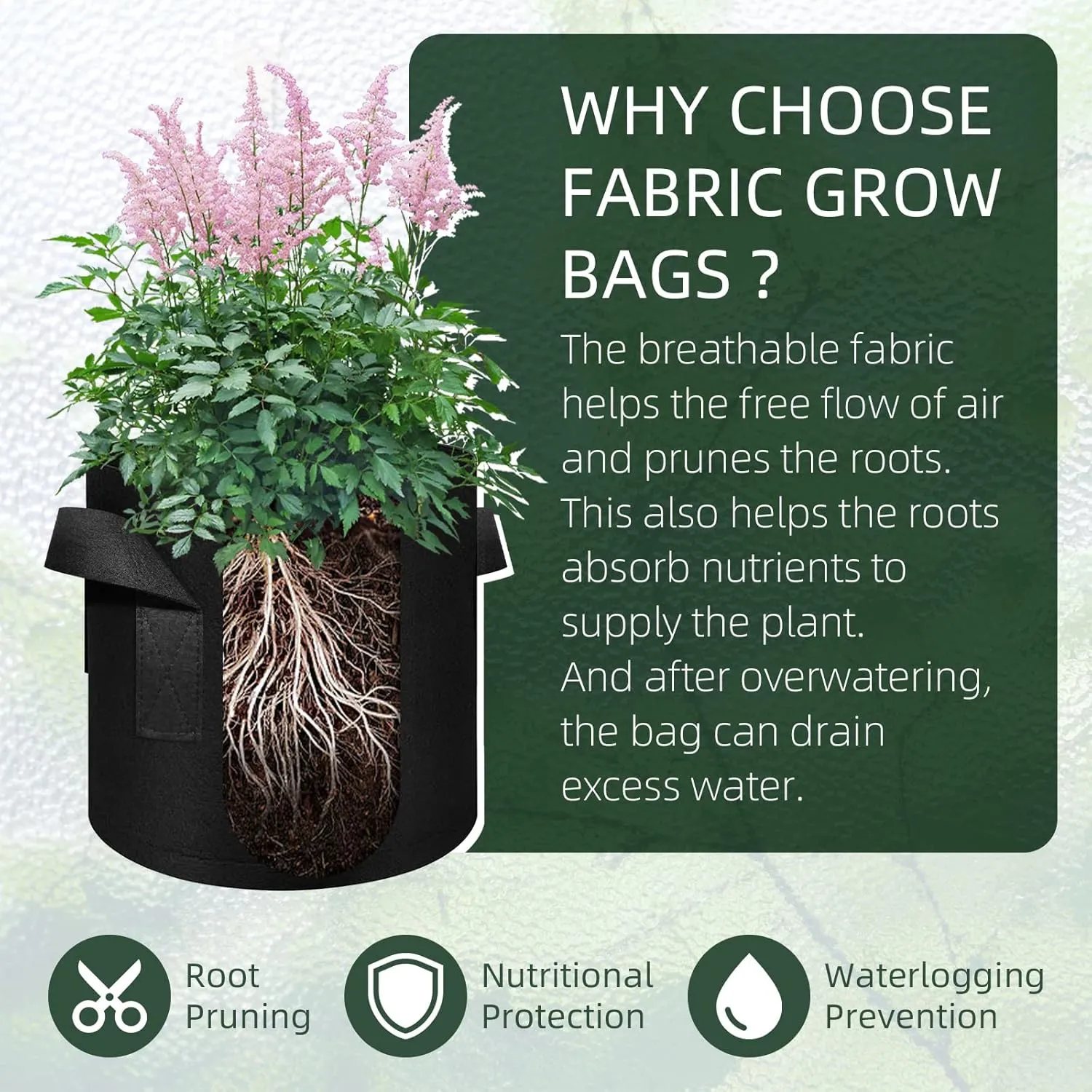 5/10/12/20/30 Pack 10 Gallon Grow Bags, Heavy Duty Thickened Nonwoven Fabric Pots with Handles, Plant Grow Bags for Vegetable/Flower/Plant/Fruits, Black