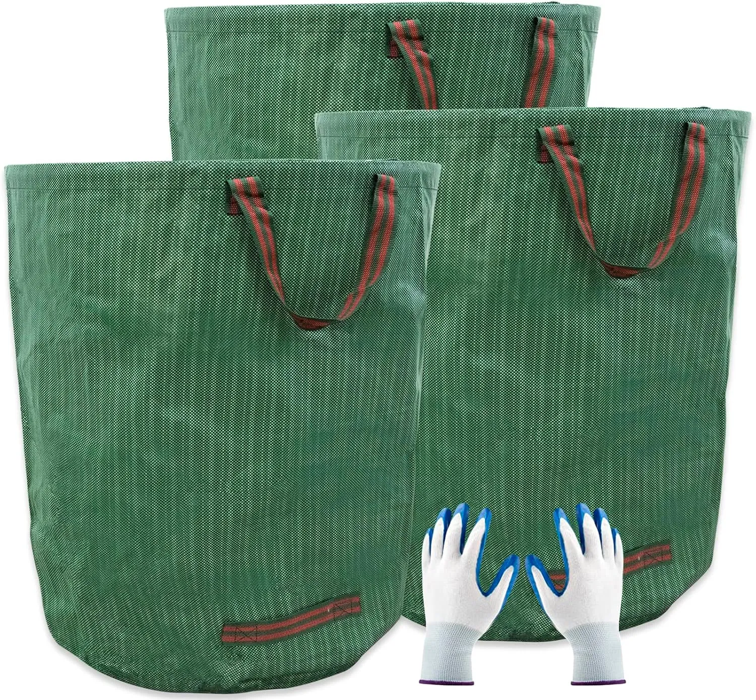 72 Gallons Garden Bag Collapsible Reuseable Heavy Duty Garden Waste Bags for Lawn Yard Leaf Trash Debris Garden bags with Gardening Gloves(3-Pack)