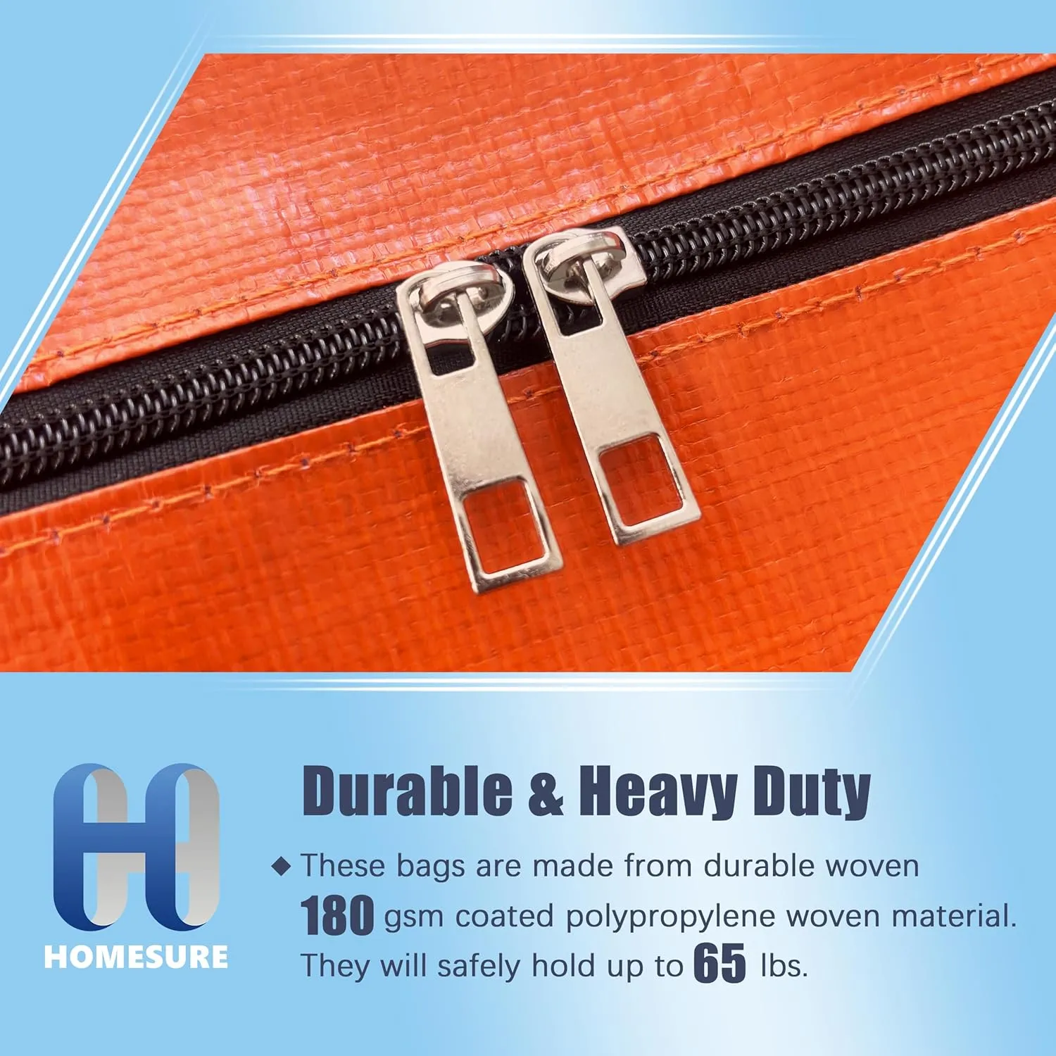 8 Pack Large Strong Moving Bags with Zippers & Carrying Handles - Water-Resistant - Heavy Duty Storage Tote for Space Saving, Fold Flat, Alternative to Moving Box (Orange)