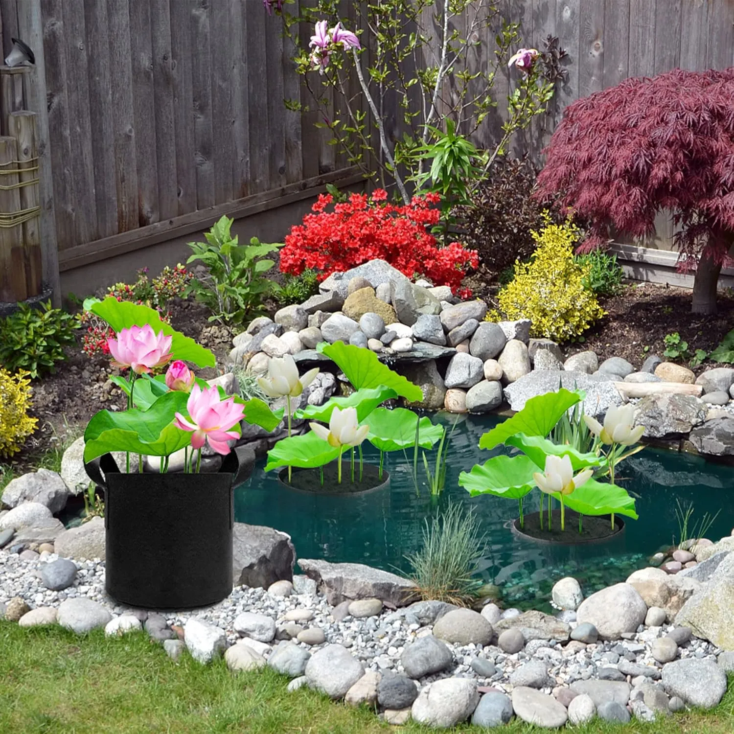 8pack Lily Plant Pots for Pond, Durable Water Lily Pond Plant Pots,Planting Bags for Pond Plants in Black Fabric, Floating Plant Containers for Growing Water Lilies, Potatoes (Black -3gallon)