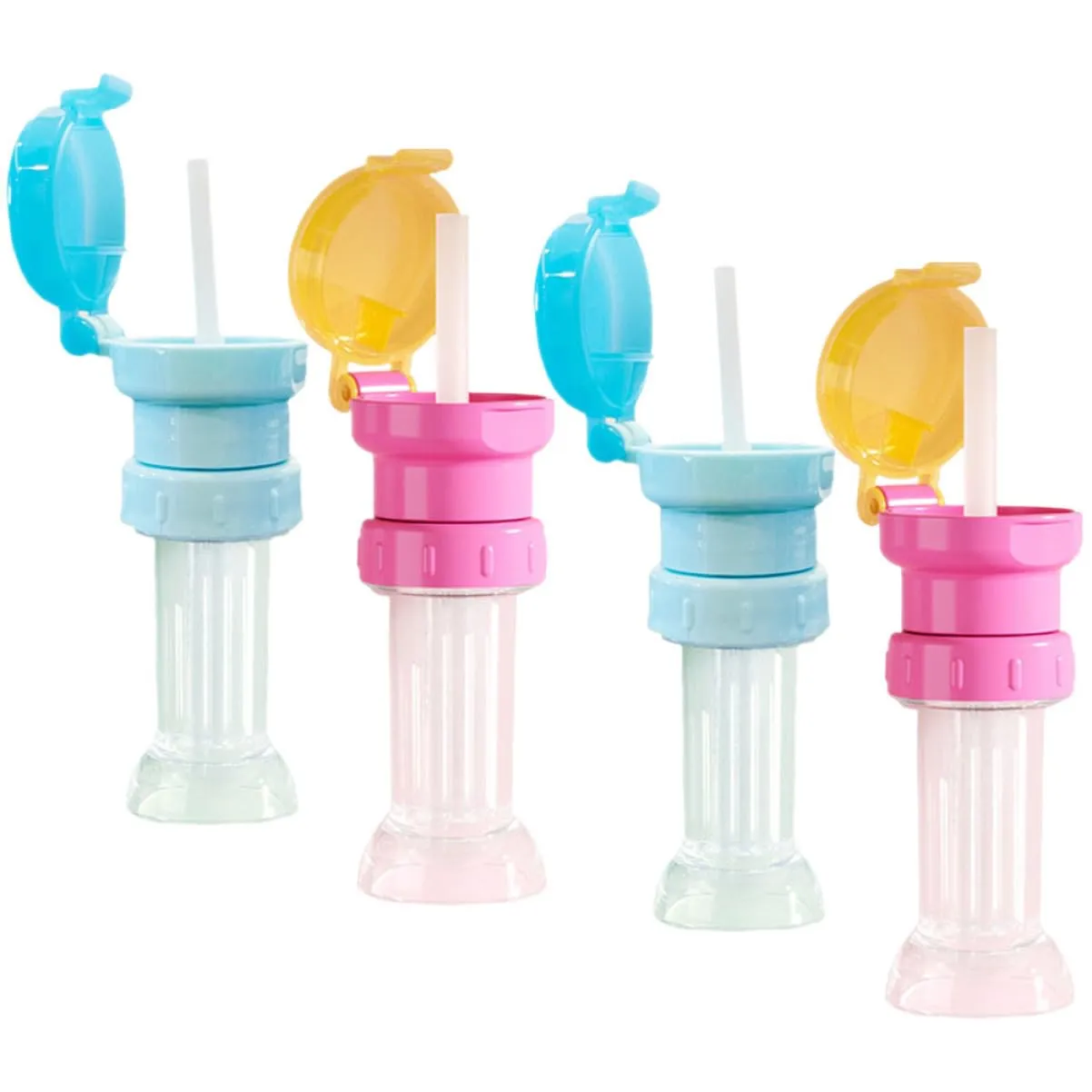 8pcs Boy Girl Water Bottle Caps with Straws Boy Girl Water Bottle Adapter Safe Practical Design for Easy Drinking Bright Colors Lake