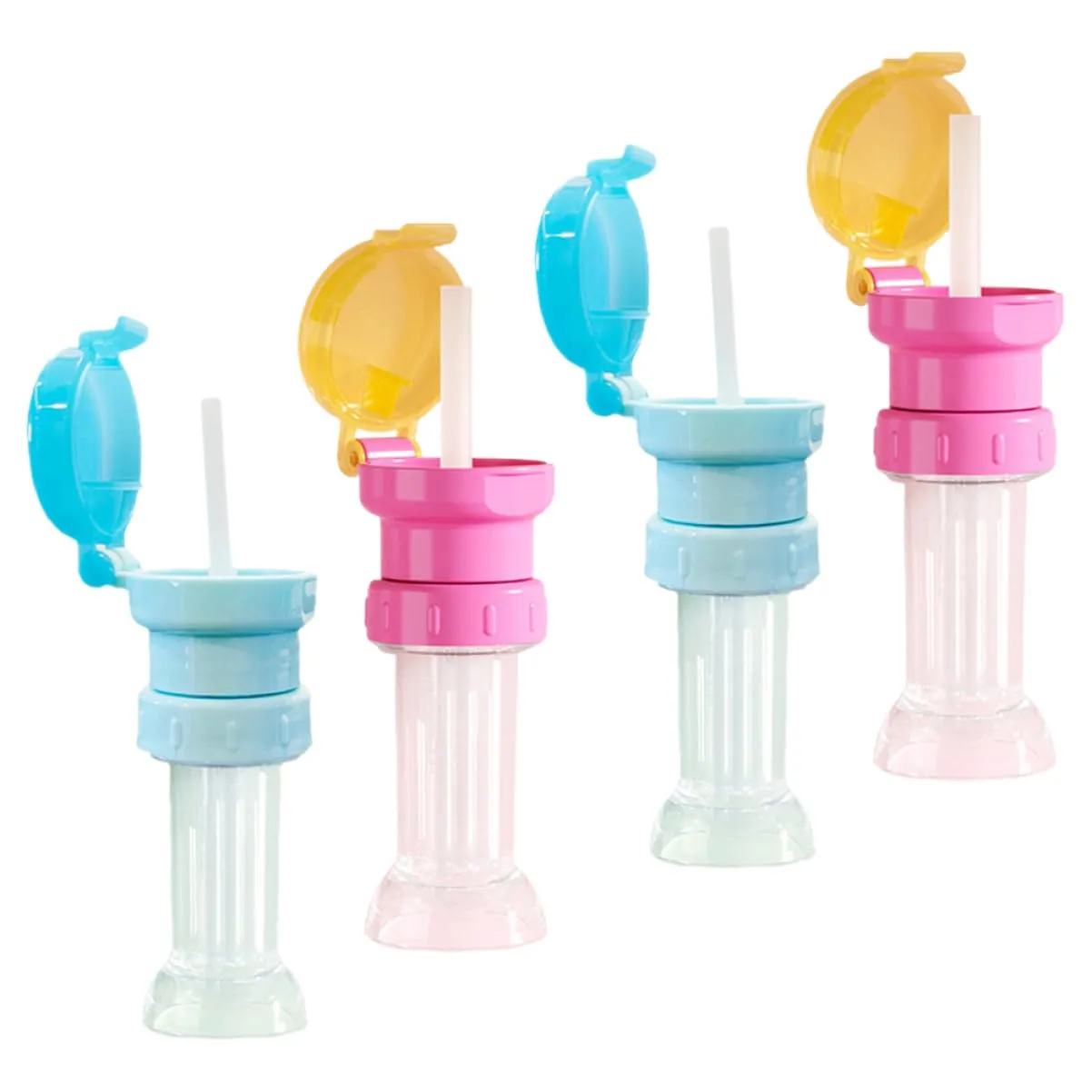 8pcs Boy Girl Water Bottle Caps with Straws Boy Girl Water Bottle Adapter Safe Practical Design for Easy Drinking Bright Colors Lake