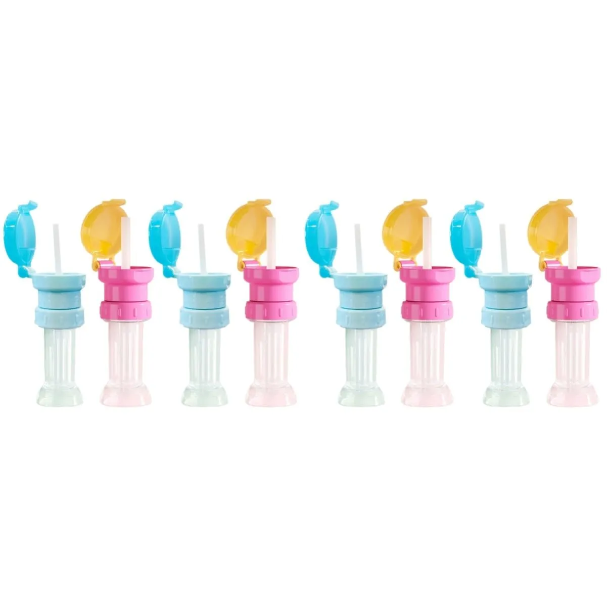 8pcs Boy Girl Water Bottle Caps with Straws Boy Girl Water Bottle Adapter Safe Practical Design for Easy Drinking Bright Colors Lake
